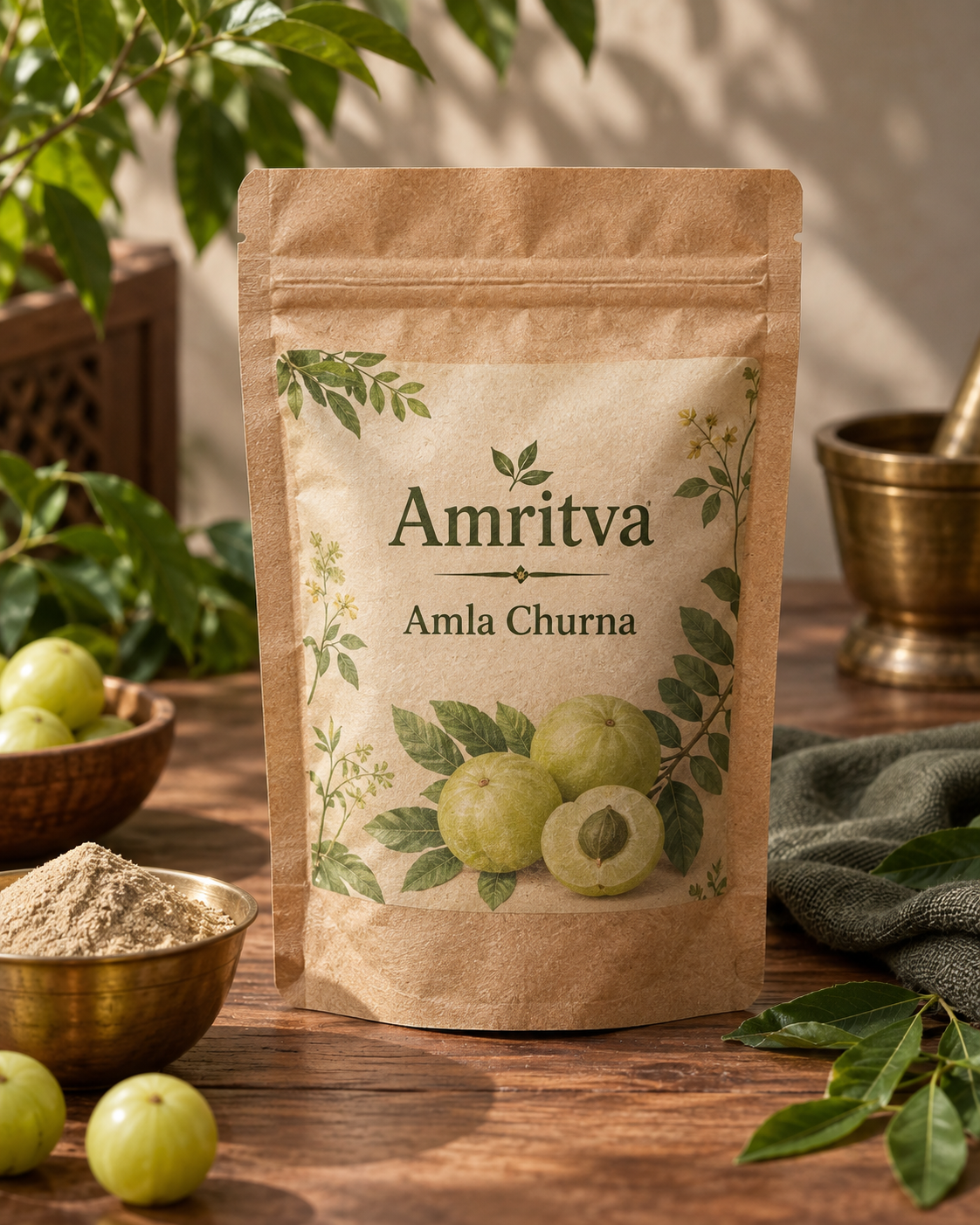 Ayurveda product photo, generated with MorphAds