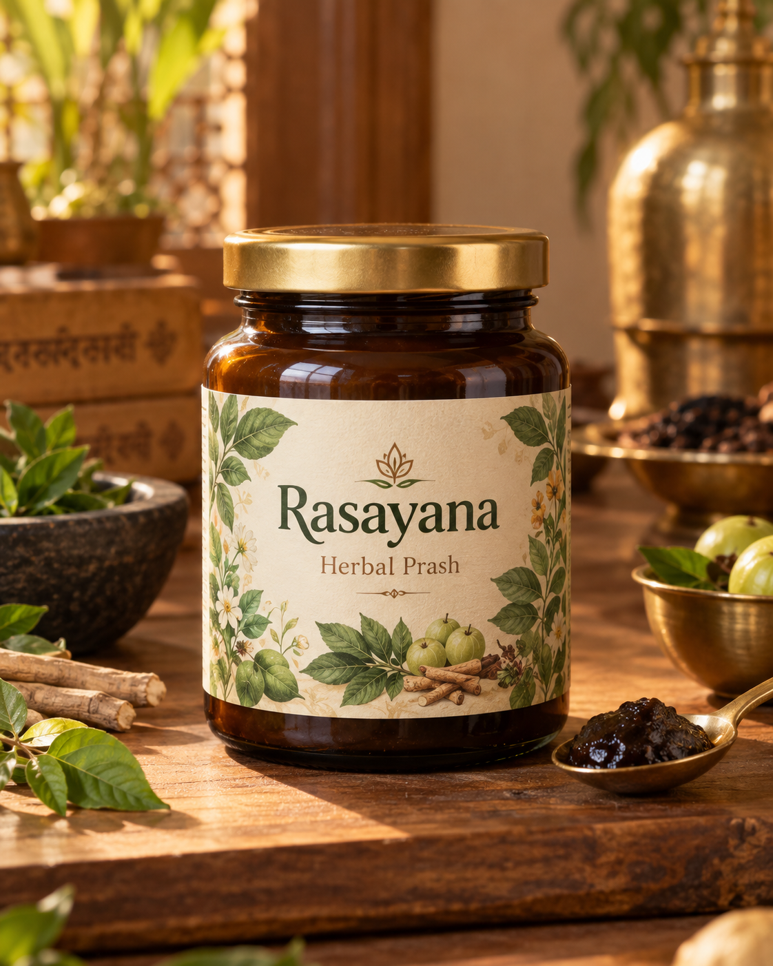 Ayurveda product photo, generated with MorphAds