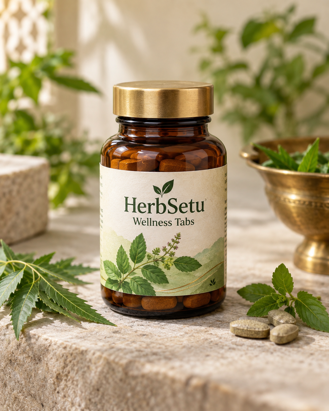 Ayurveda product photo, generated with MorphAds