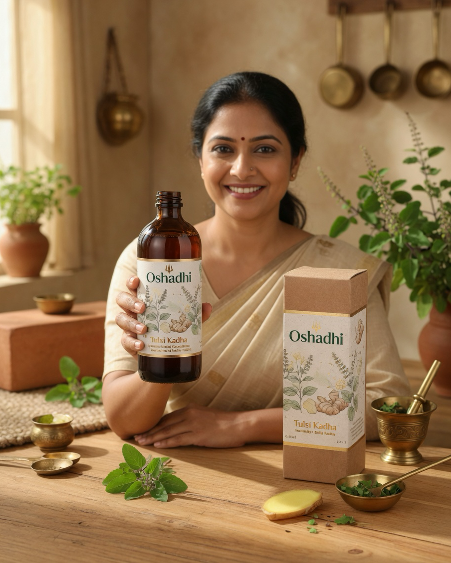 Creator wearing the ayurveda piece, generated with MorphAds