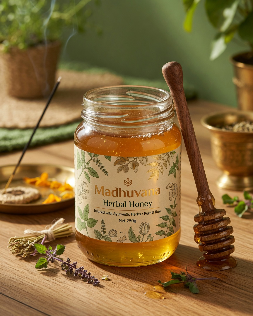 Ayurveda product photo, generated with MorphAds