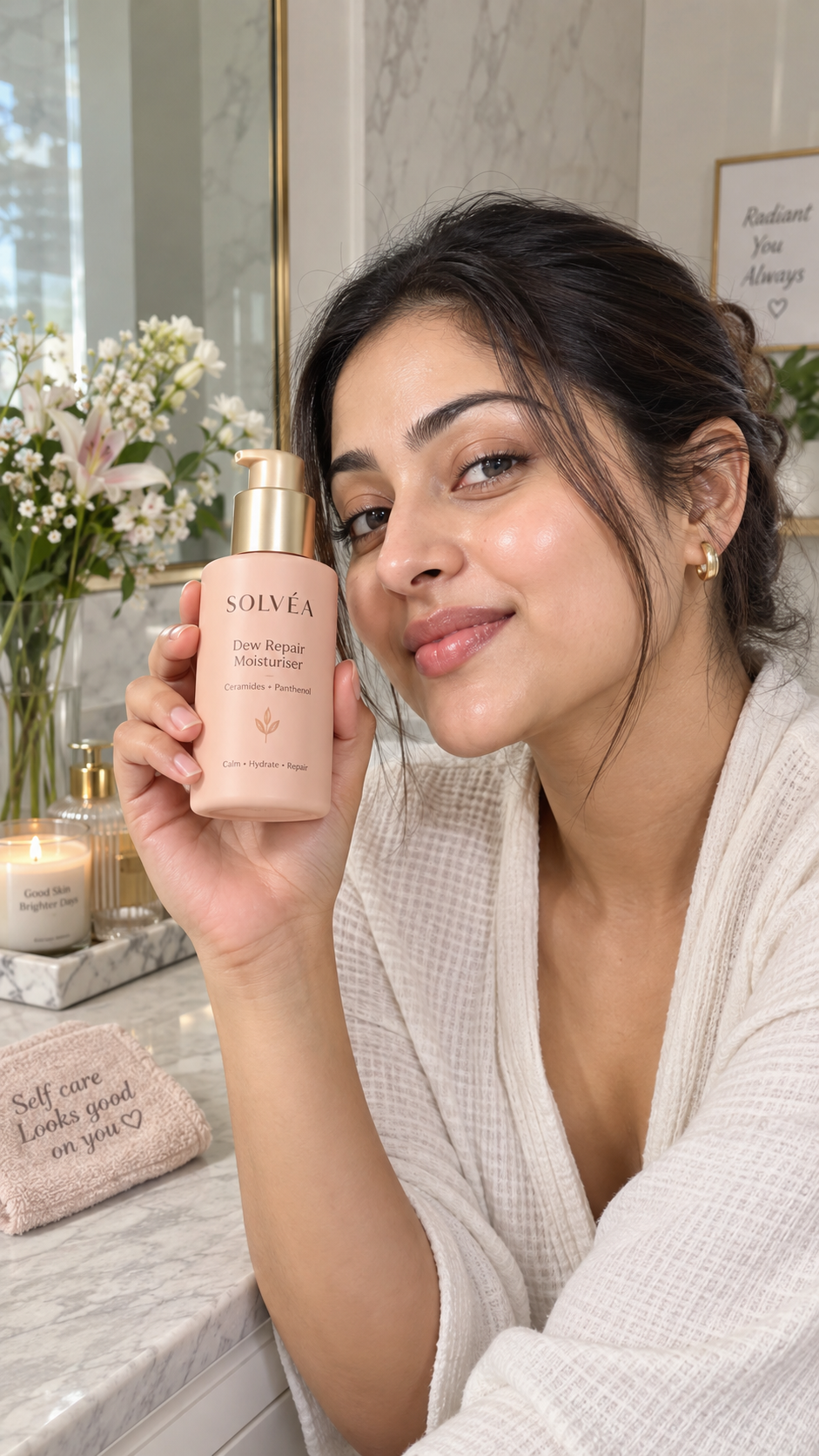Serums & Moisturisers ad still generated with MorphAds