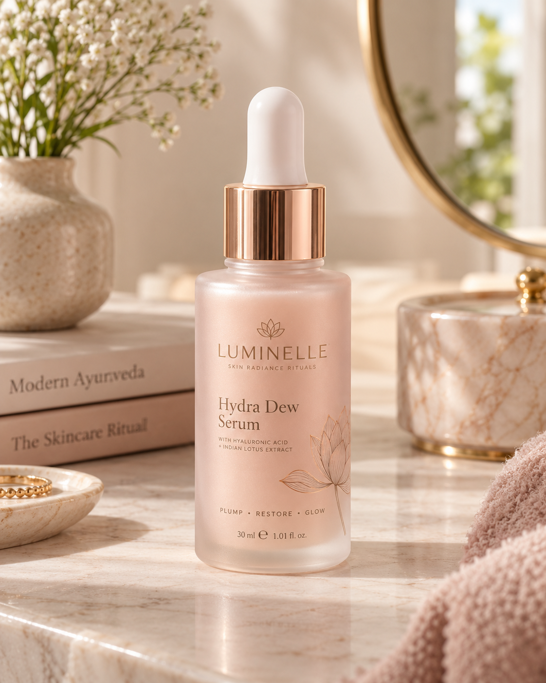 Serums & Moisturisers product photo, generated with MorphAds