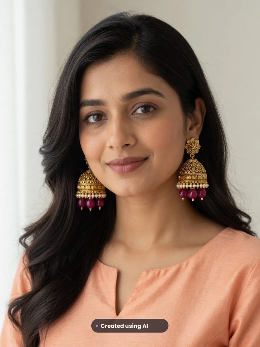 Creator wearing the jewellery piece, generated with MorphAds