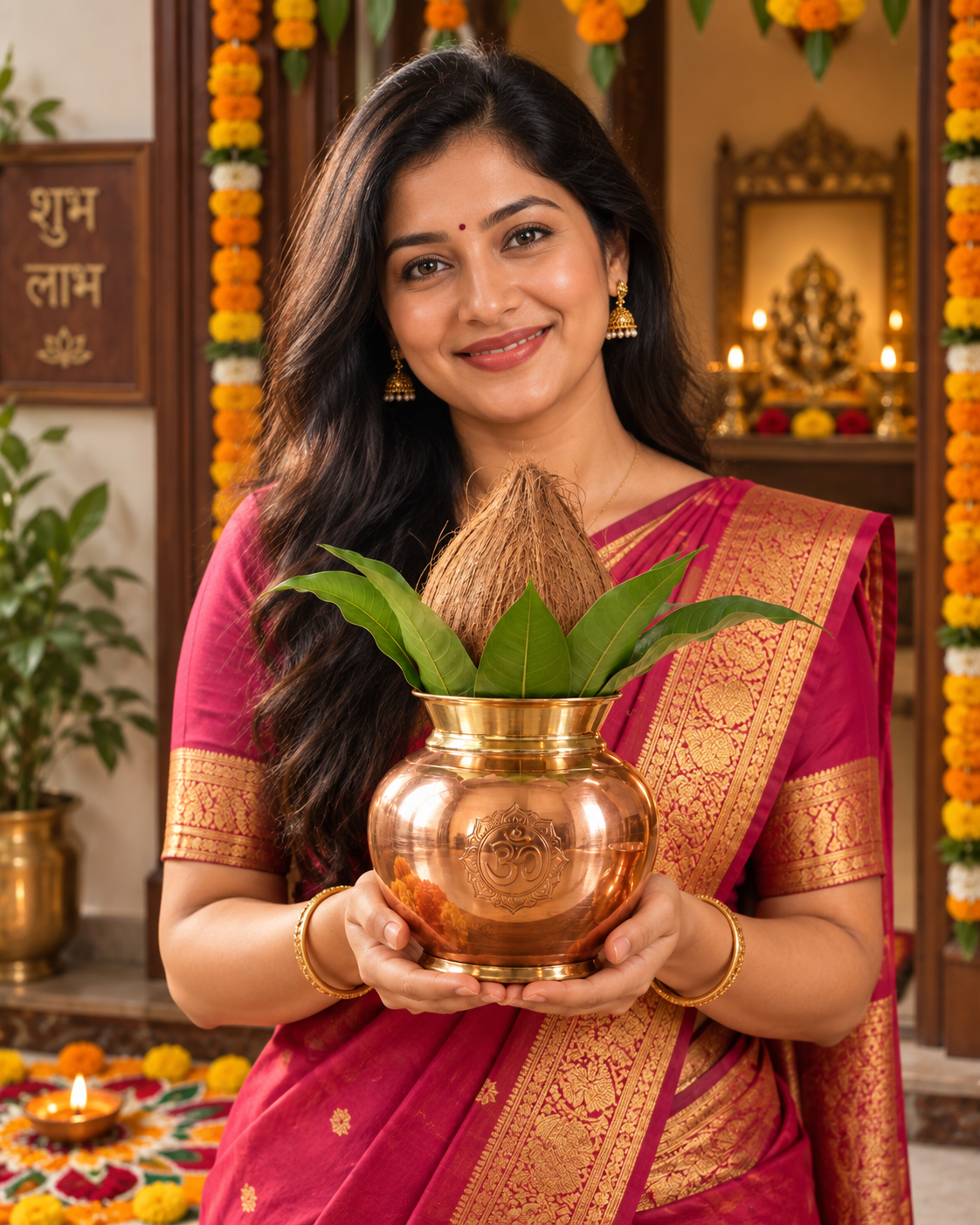 Creator wearing the religion & puja piece, generated with MorphAds